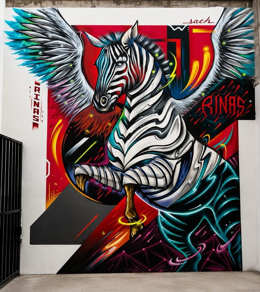 Mural Publicidad Zebra Alada Rinas